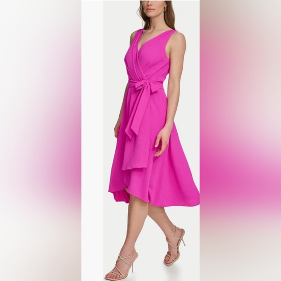 Dkny Dresses & Skirts - DKNY Pink Faux Wrap Dress